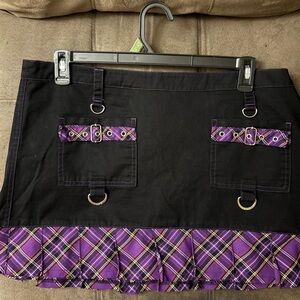 Vintage Y2K Tripp NYC Black and Purple Plaid Mini Skirt